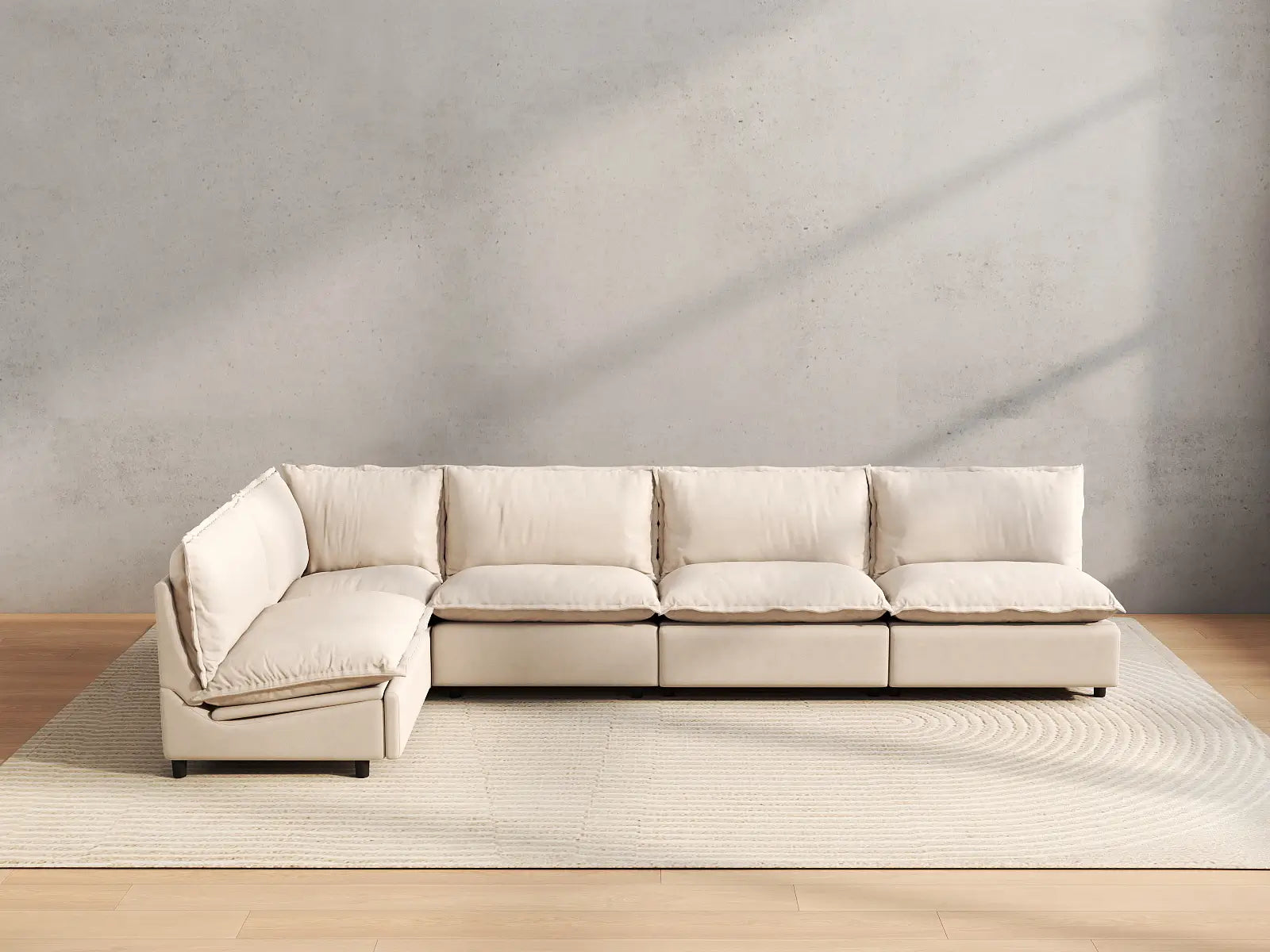 5 Piece Beige Linen Home Living L Shaped Sectionals 5 Seater 4 62b6f610 9abe 45fa 9270 9b9fac8631a0