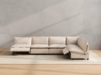 Modular Cero Reclining Sectionals | 5-Piece Beige Linen Home Living L-Shaped Sectionals 5-Seater