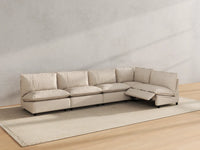 Modular Cero Reclining Sectionals | 5-Piece Beige Linen Home Living L-Shaped Sectionals 5-Seater
