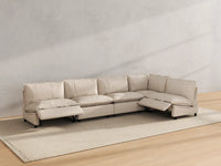 Modular Cero Reclining Sectionals | 5-Piece Beige Linen Home Living L-Shaped Sectionals 5-Seater
