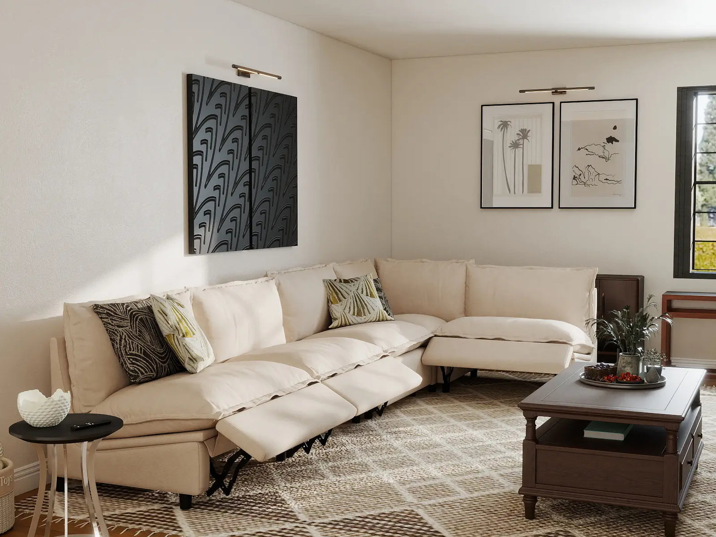 5 Piece Beige Linen Home Living L Shaped Sectionals 5 Seater 7 05af99dc 65ed 4860 bc49 2069870983e3
