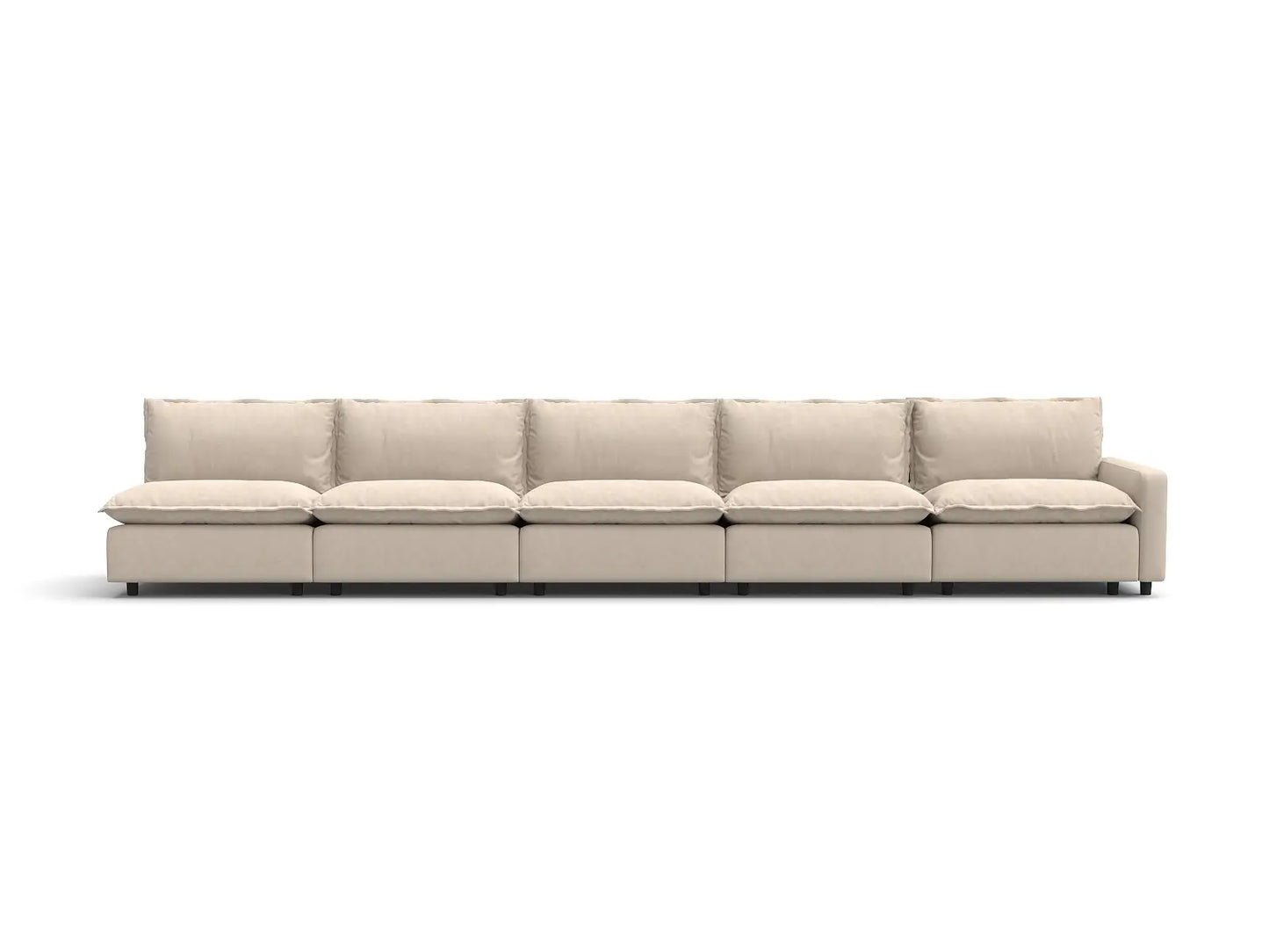 5 Piece Beige Linen Large Space Couch Sectionals 5 Seater 2