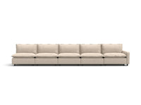 5 Piece Beige Linen Large Space Couch Sectionals 5 Seater 2