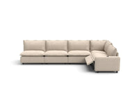 Modular Cero Reclining Sectionals | 5-Piece Beige Linen Large Space L-Shaped Sectionals 5-Seater