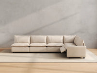 Modular Cero Reclining Sectionals | 5-Piece Beige Linen Large Space L-Shaped Sectionals 5-Seater