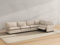 Modular Cero Reclining Sectionals | 5-Piece Beige Linen Large Space L-Shaped Sectionals 5-Seater