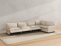 Modular Cero Reclining Sectionals | 5-Piece Beige Linen Large Space L-Shaped Sectionals 5-Seater