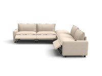 Modular Cero Reclining Sectionals | 5-Piece Beige Linen Large Space V-Shaped Sectionals 4-Seater with 1-Ottoman