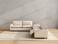 Modular Cero Reclining Sectionals | 5-Piece Beige Linen Large Space V-Shaped Sectionals 4-Seater with 1-Ottoman