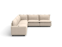 5 Piece Beige Linen Large Space V Shaped Sectionals 5 Seater 2
