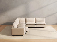 5 Piece Beige Linen Large Space V Shaped Sectionals 5 Seater 5