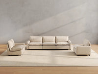 5 Piece Beige Linen Luxury Villa U Shaped Sectionals 5 Seater 5