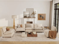 5 Piece Beige Linen Luxury Villa U Shaped Sectionals 5 Seater 7