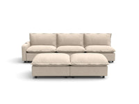 Modular Cero Reclining Sectionals | 5-Piece Beige Linen Open Plan Sofa Sets 3-Seater with 2-Ottomans
