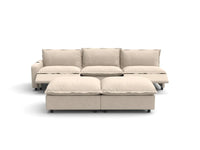 Modular Cero Reclining Sectionals | 5-Piece Beige Linen Open Plan Sofa Sets 3-Seater with 2-Ottomans