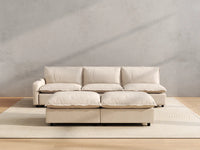 Modular Cero Reclining Sectionals | 5-Piece Beige Linen Open Plan Sofa Sets 3-Seater with 2-Ottomans