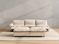 Modular Cero Reclining Sectionals | 5-Piece Beige Linen Open Plan Sofa Sets 3-Seater with 2-Ottomans