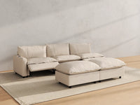 Modular Cero Reclining Sectionals | 5-Piece Beige Linen Open Plan Sofa Sets 3-Seater with 2-Ottomans