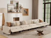 5 Piece Beige Linen Single Family Couch Sectionals 5 Seater 1