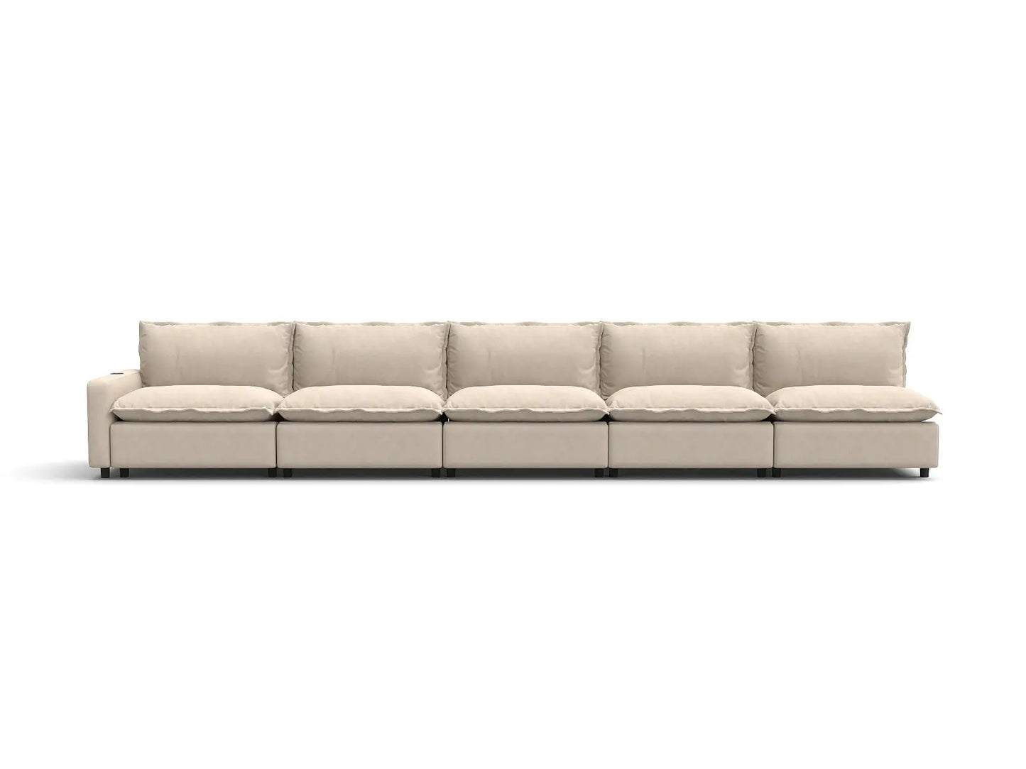 5 Piece Beige Linen Single Family Couch Sectionals 5 Seater 2