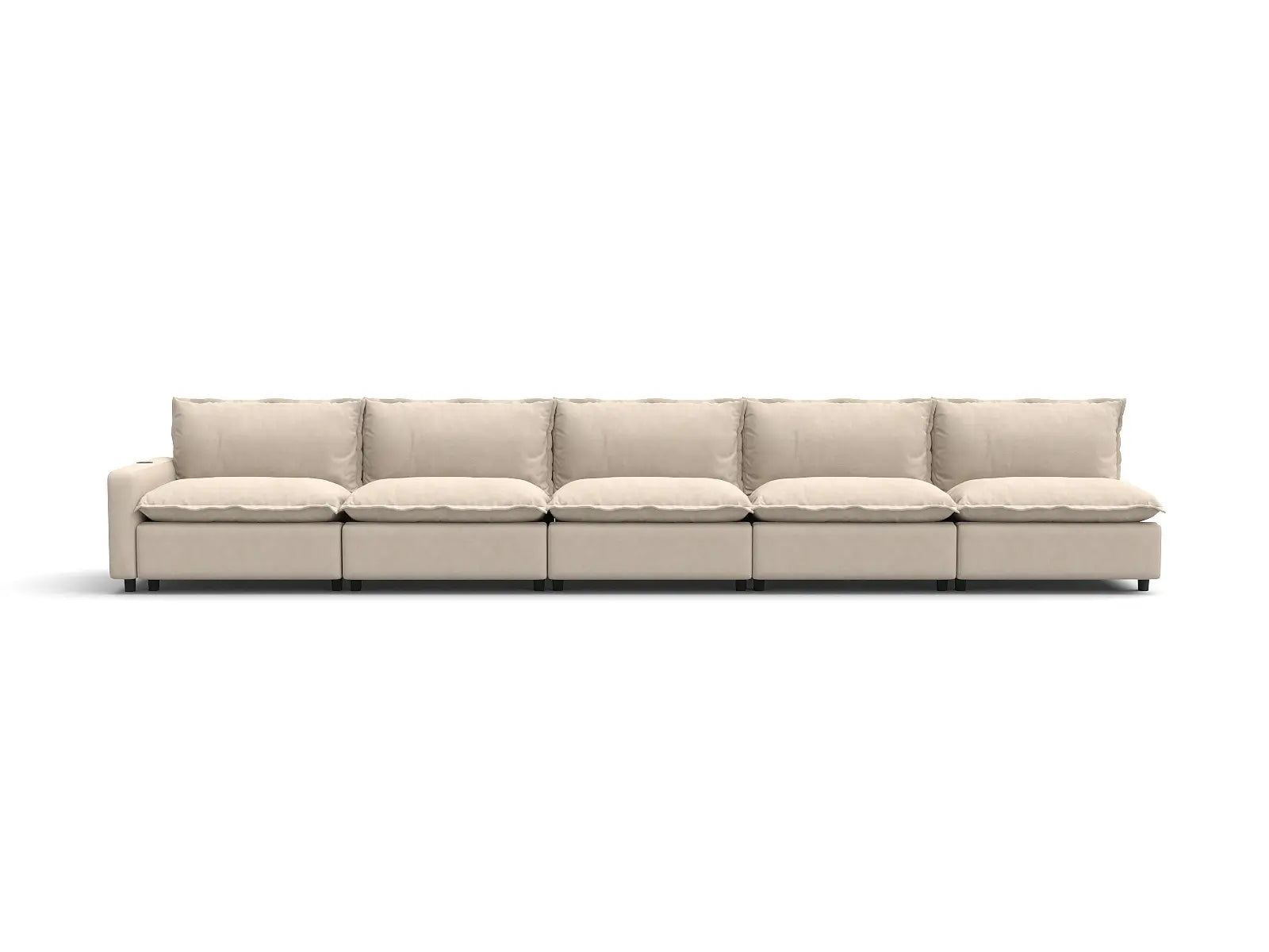5 Piece Beige Linen Single Family Couch Sectionals 5 Seater 2