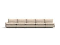 5 Piece Beige Linen Single Family Couch Sectionals 5 Seater 2