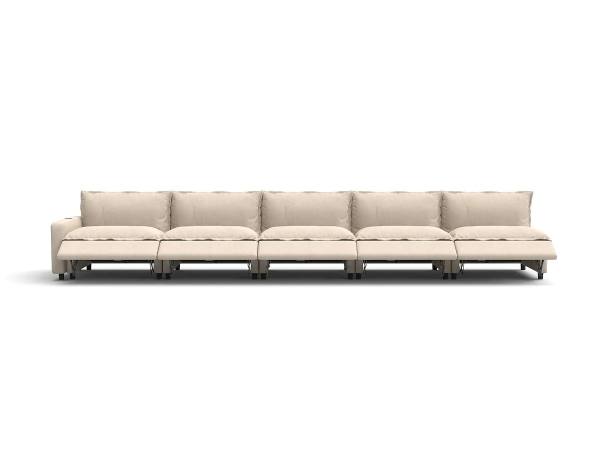 5 Piece Beige Linen Single Family Couch Sectionals 5 Seater 3