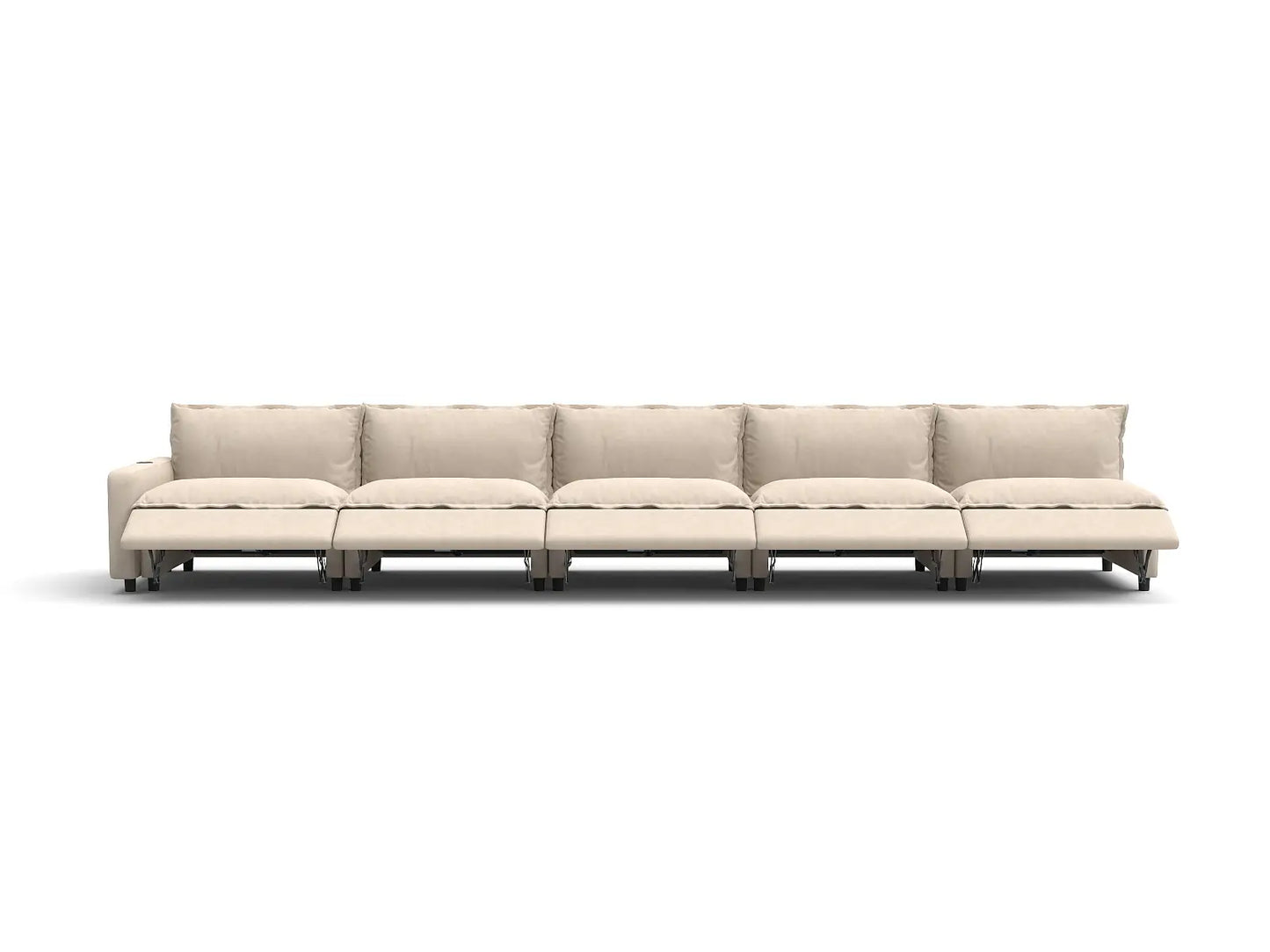 5 Piece Beige Linen Single Family Couch Sectionals 5 Seater 3