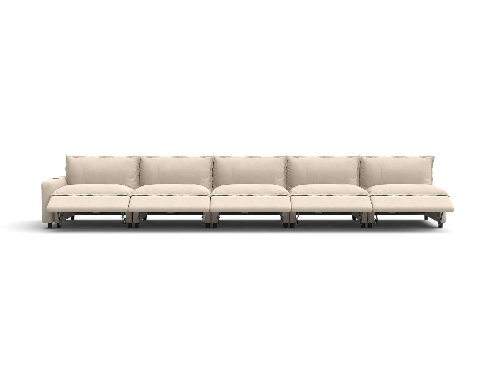 5 Piece Beige Linen Single Family Couch Sectionals 5 Seater 3