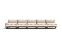 5 Piece Beige Linen Single Family Couch Sectionals 5 Seater 3