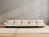 5 Piece Beige Linen Single Family Couch Sectionals 5 Seater 5