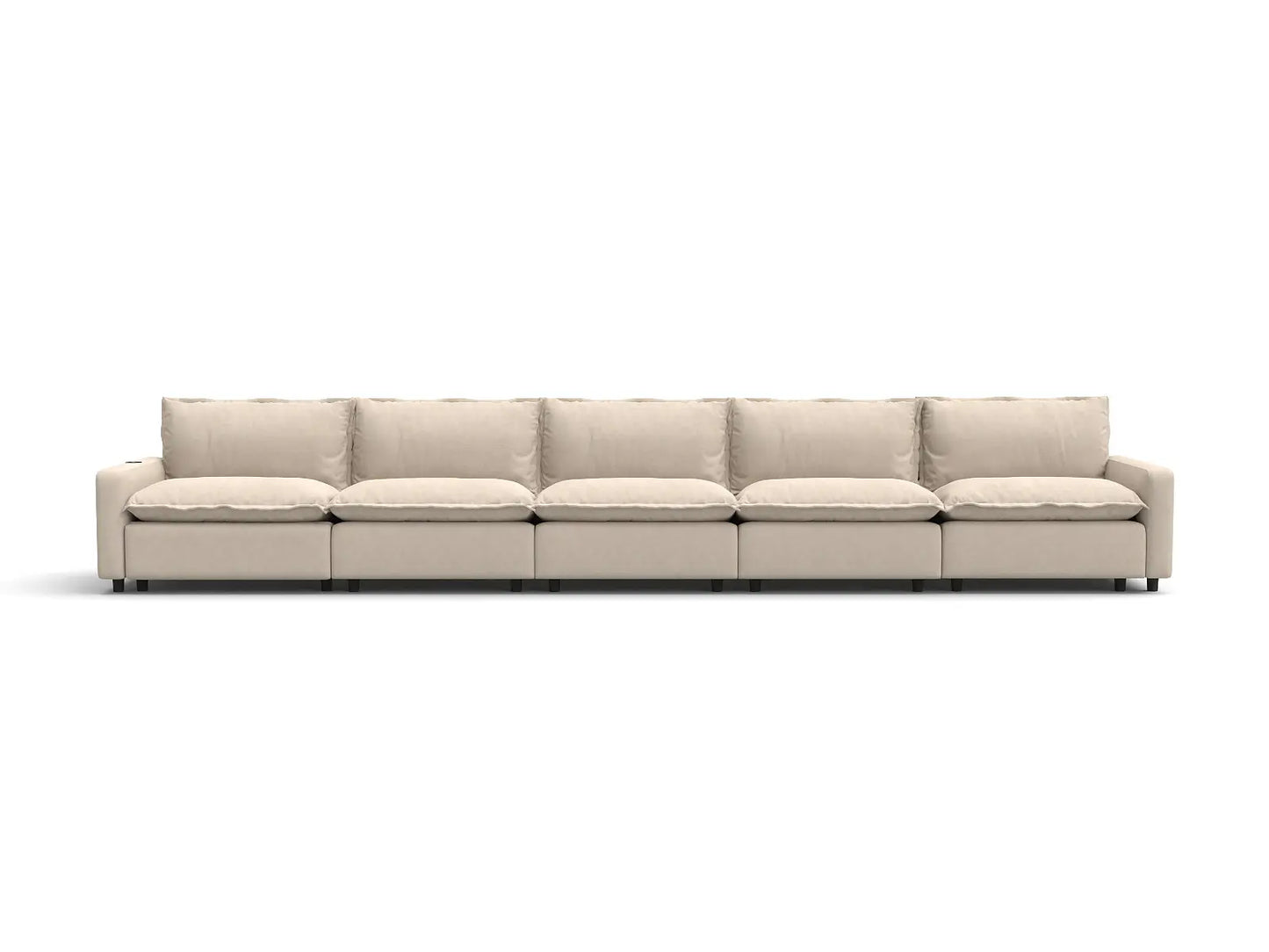 5 Piece Beige Linen Small Apartment Couch Sectionals 5 Seater 2