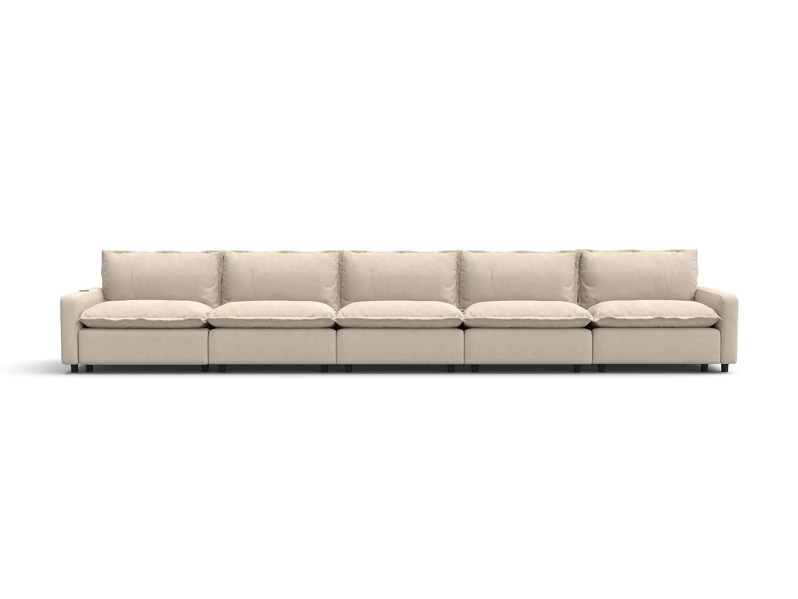 5 Piece Beige Linen Small Apartment Couch Sectionals 5 Seater 2