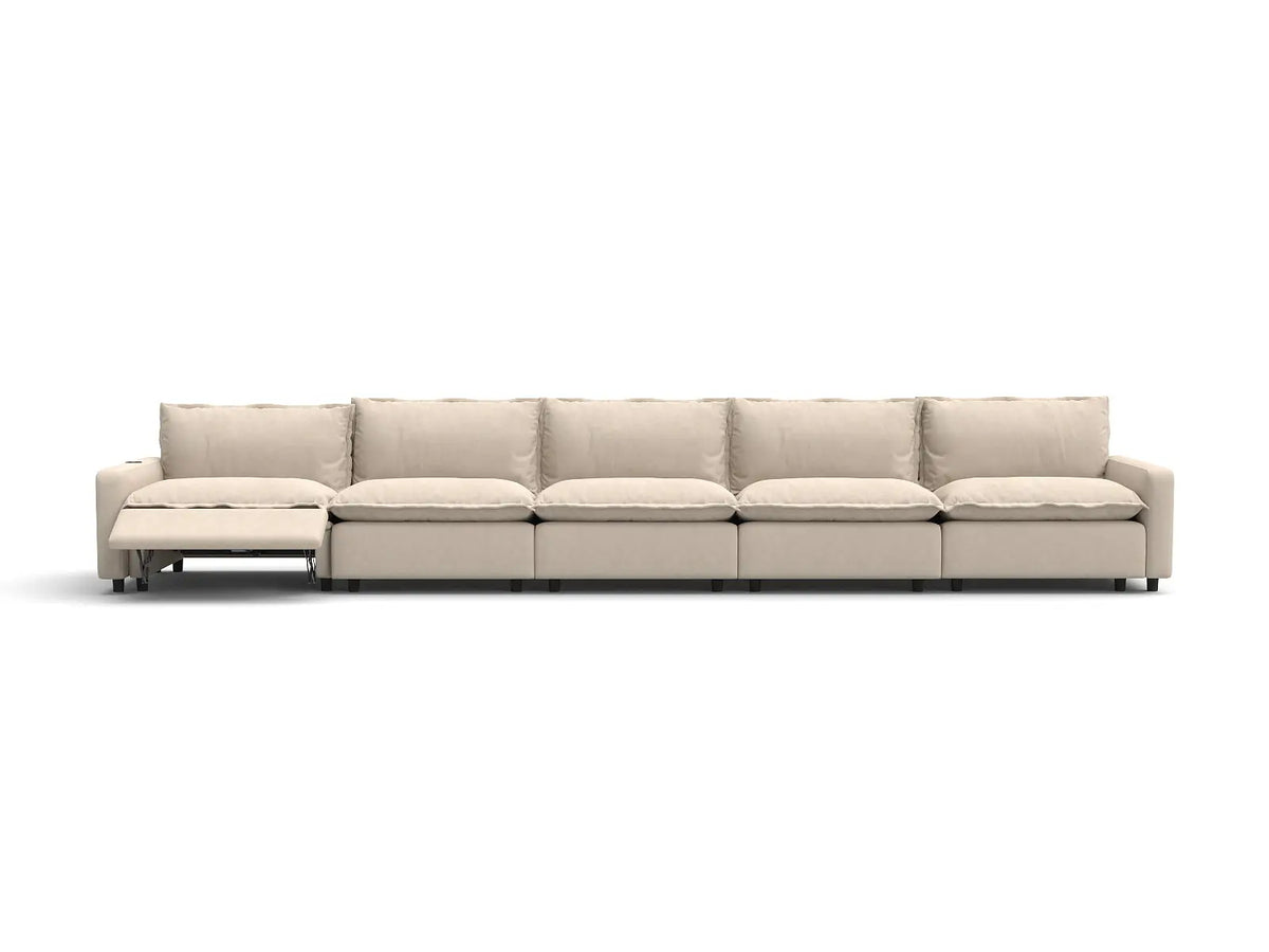 5 Piece Beige Linen Small Apartment Couch Sectionals 5 Seater 3