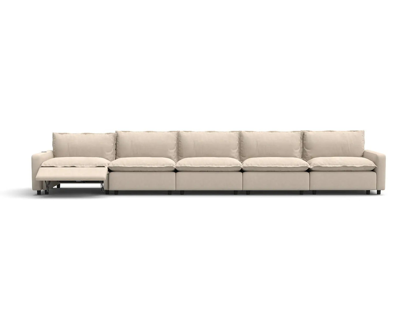5 Piece Beige Linen Small Apartment Couch Sectionals 5 Seater 3