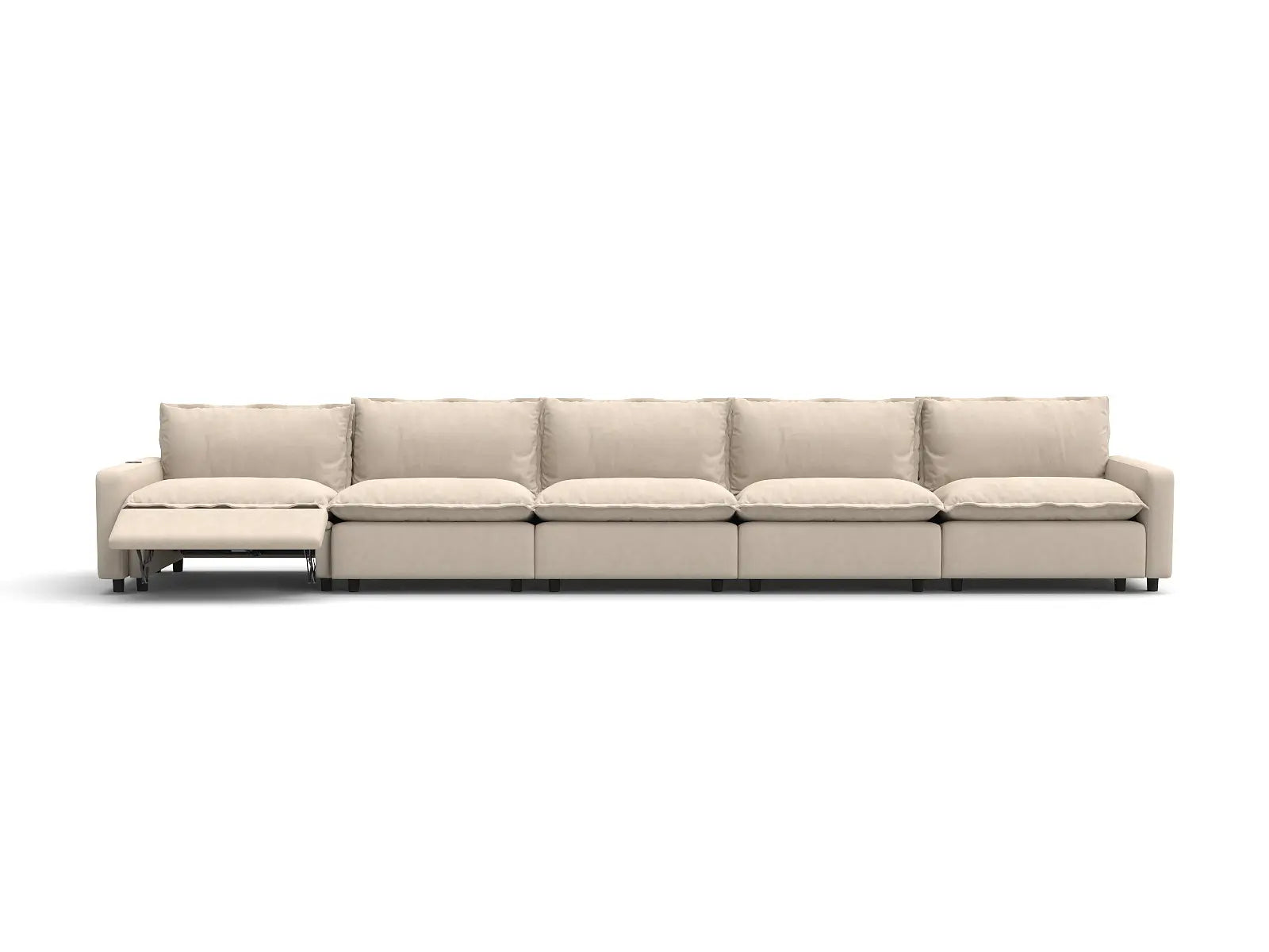 5 Piece Beige Linen Small Apartment Couch Sectionals 5 Seater 3