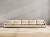 5 Piece Beige Linen Small Apartment Couch Sectionals 5 Seater 4