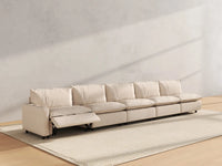 5 Piece Beige Linen Townhouse Couch Sectionals 5 Seater 6