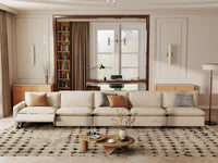 Modular Cero Reclining Sectionals | 5-Piece Beige Linen Townhouse Couch Sectionals 5-Seater