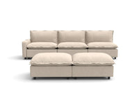 5 Piece Beige Linen Urban Chic Sofa Sets 3 Seater with 2 Ottomans 2