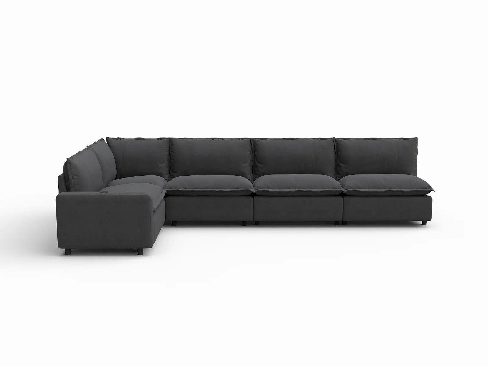 5 Piece Grey Linen American Classic L Shaped Sectionals 5 Seater 2