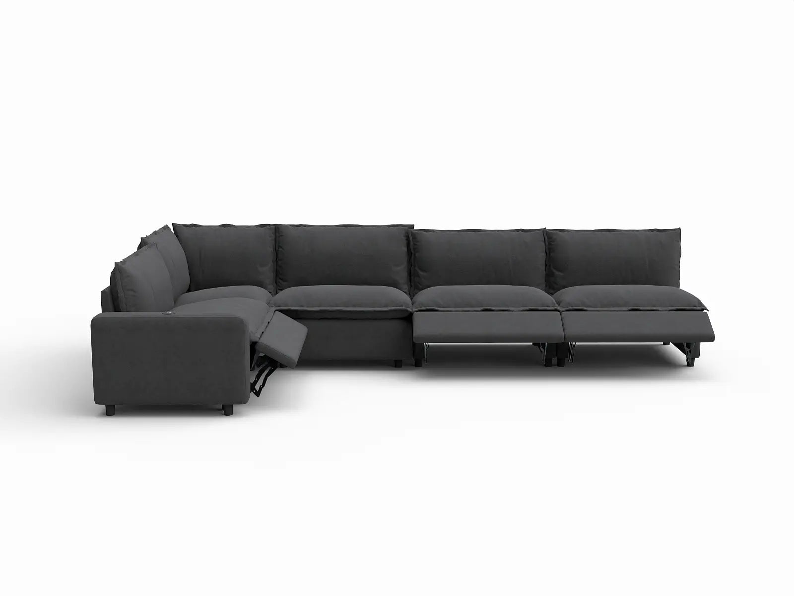 5 Piece Grey Linen American Classic L Shaped Sectionals 5 Seater 3