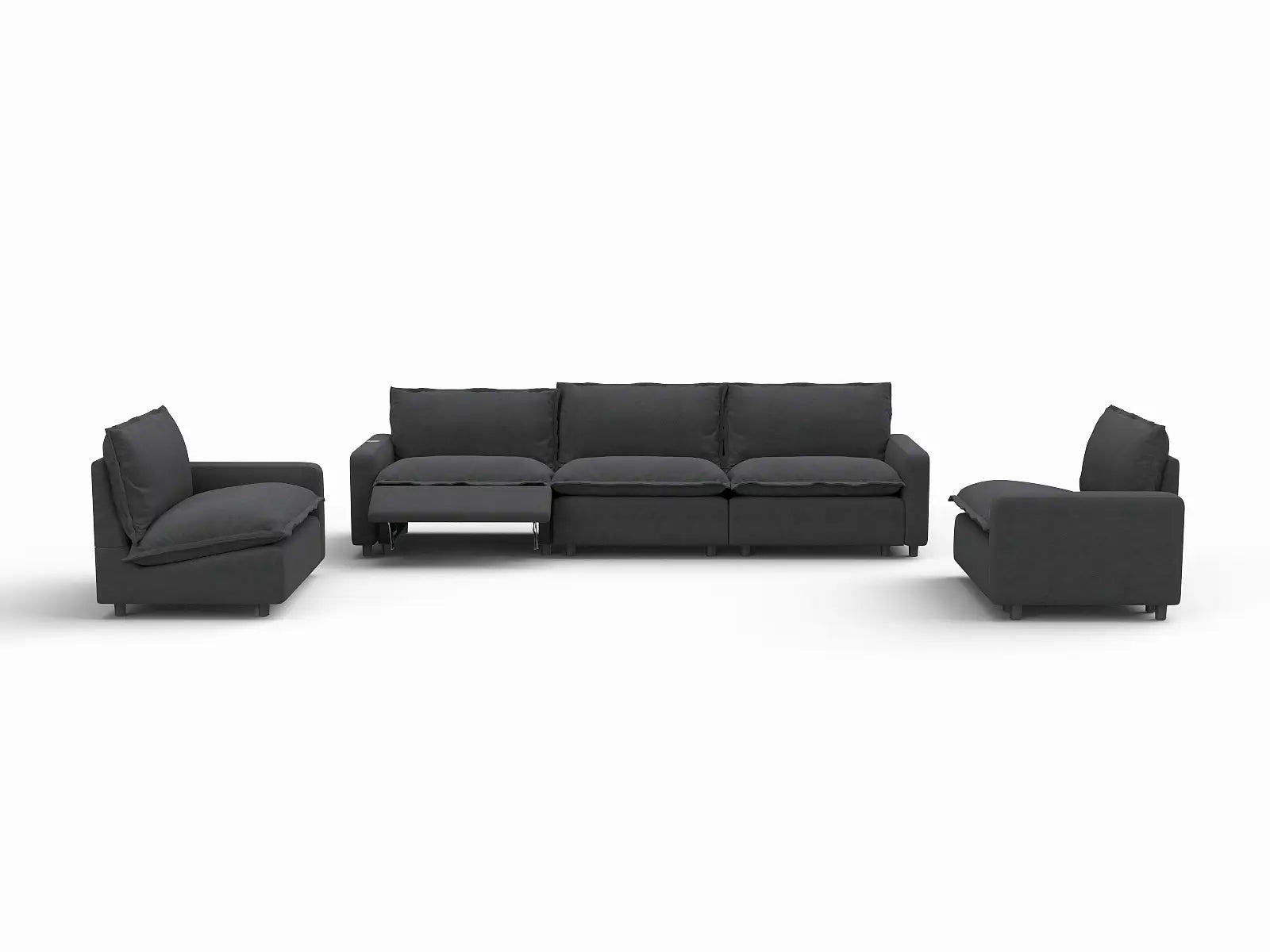 5 Piece Grey Linen Grand Estate U Shaped Sectionals 5 Seater 3