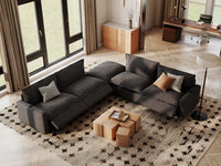 Modular Cero Reclining Sectionals | 5-Piece Grey Linen Grand Estate V-Shaped Sectionals 4-Seater with 1-Ottoman