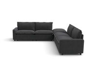 Modular Cero Reclining Sectionals | 5-Piece Grey Linen Grand Estate V-Shaped Sectionals 4-Seater with 1-Ottoman