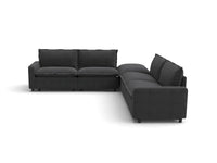 Modular Cero Modular Sectionals | 5-Piece Grey Linen Grand Estate V-Shaped Sectionals 4-Seater with 1-Ottoman