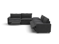 Modular Cero Reclining Sectionals | 5-Piece Grey Linen Grand Estate V-Shaped Sectionals 4-Seater with 1-Ottoman