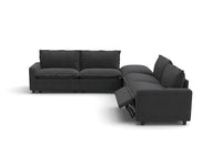 Modular Cero Reclining Sectionals | 5-Piece Grey Linen Grand Estate V-Shaped Sectionals 4-Seater with 1-Ottoman