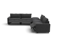 Modular Cero Reclining Sectionals | 5-Piece Grey Linen Grand Estate V-Shaped Sectionals 4-Seater with 1-Ottoman