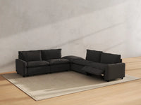 Modular Cero Reclining Sectionals | 5-Piece Grey Linen Grand Estate V-Shaped Sectionals 4-Seater with 1-Ottoman